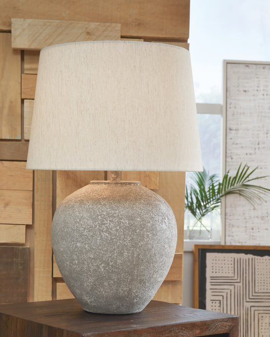 Haines Furniture Outlet - Ashley Furniture - Dreward Lighting - Table Lamp (Set of 2) / Distressed Gray - L235694X2
