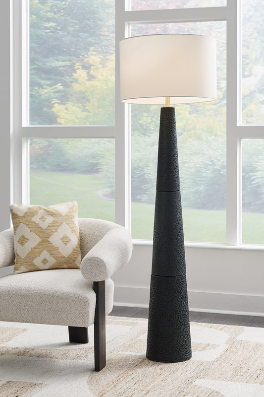 Haines Furniture Outlet - Ashley Furniture - Hallburg Lighting - Poly Floor Lamp (1/CN) / Black - L235761