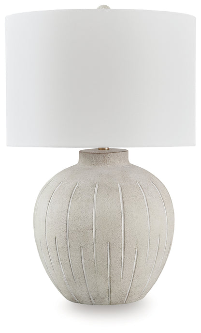 Haines Furniture Outlet - Ashley Furniture - Calbert Lighting - Poly Table Lamp (1/CN) / Warm Gray - L235824