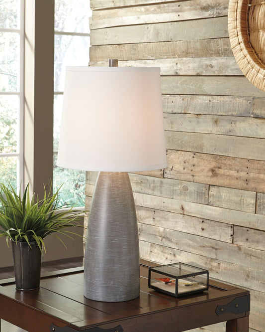 Haines Furniture Outlet - Ashley Furniture - Shavontae Lighting - Poly Table Lamp (Set of 2) / Gray - L243004