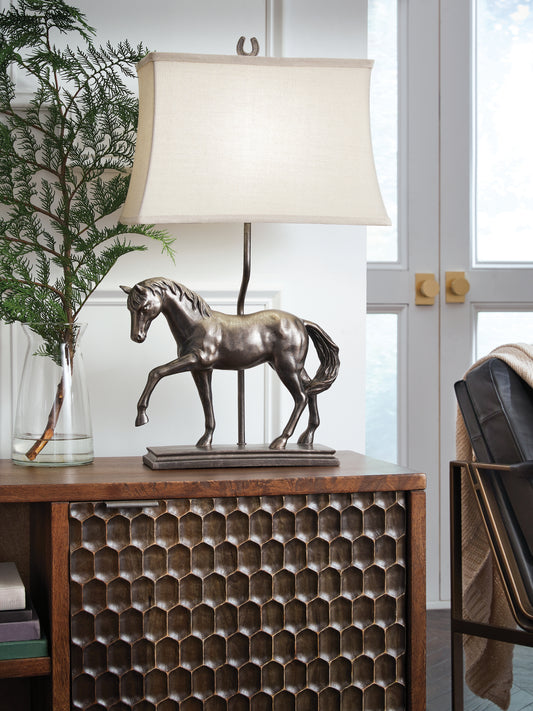 Haines Furniture Outlet - Ashley Furniture - Sandorman Lighting - Poly Table Lamp (1/CN) / Bronze Finish - L317044