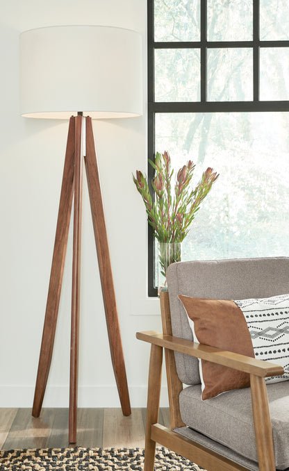 Haines Furniture Outlet - Ashley Furniture - Dallson Lighting - Wood Floor Lamp (1/CN) / Brown - L329011