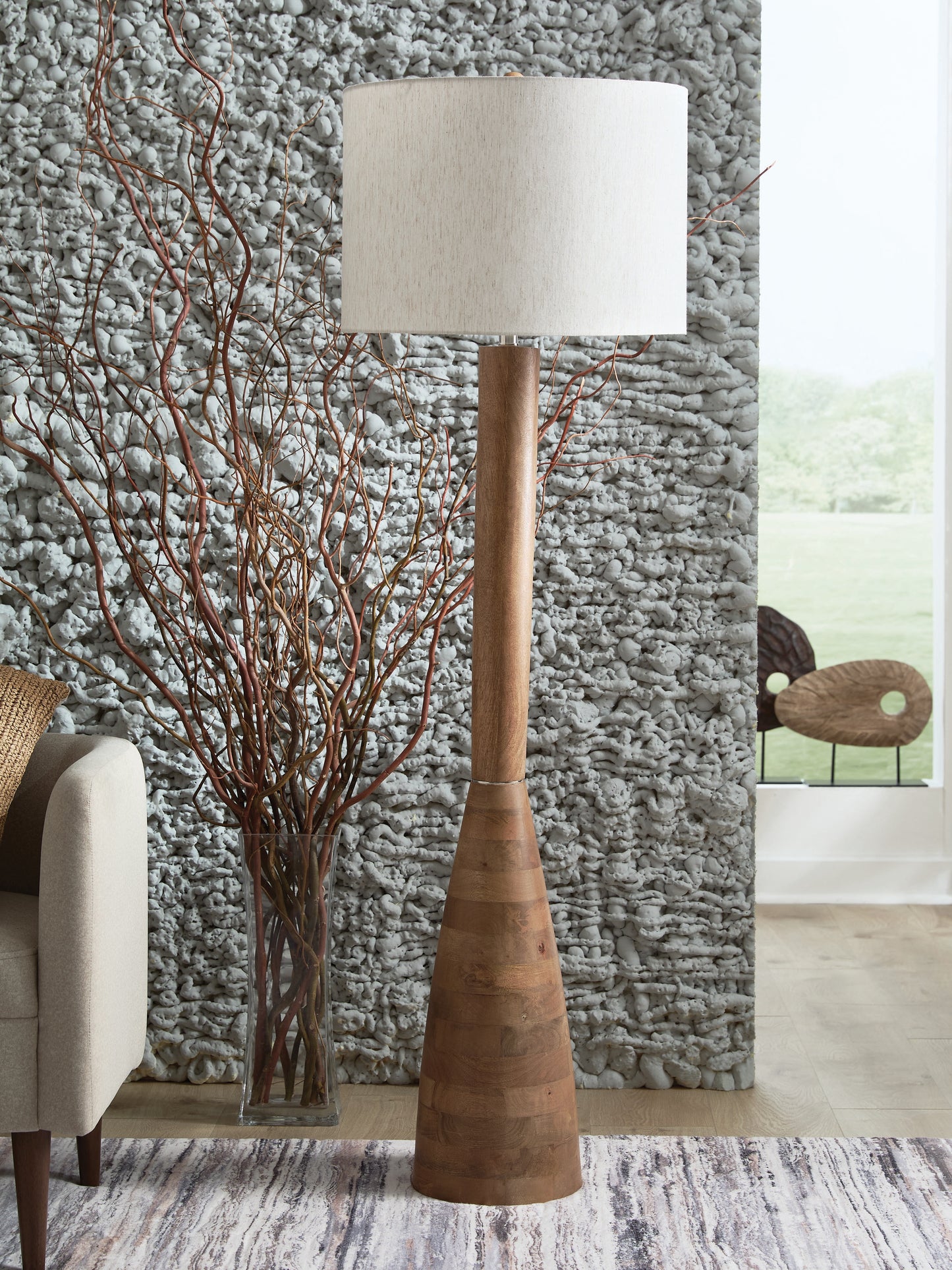 Haines Furniture Outlet - Ashley Furniture - Ailsa Lighting - Wood Floor Lamp (1/CN) / Natural Brown - L329111