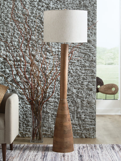 Haines Furniture Outlet - Ashley Furniture - Ailsa Lighting - Wood Floor Lamp (1/CN) / Natural Brown - L329111