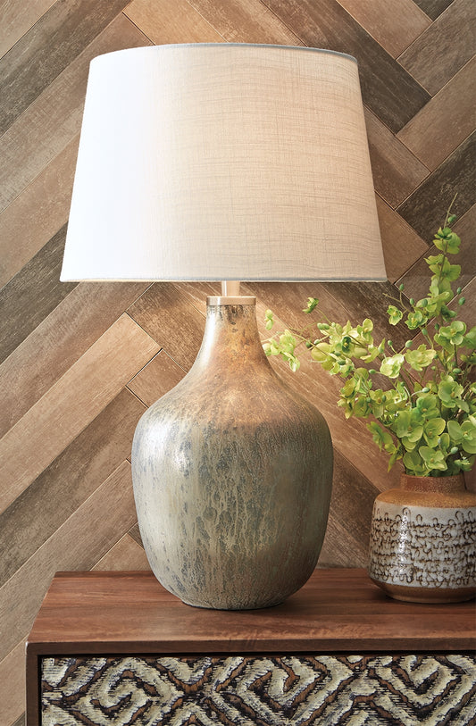 Haines Furniture Outlet - Ashley Furniture - Mari Lighting - Table Lamp (Set of 2) / Gray/Gold Finish - L430664X2
