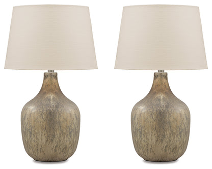Haines Furniture Outlet - Ashley Furniture - Mari Lighting - Table Lamp (Set of 2) / Gray/Gold Finish - L430664X2