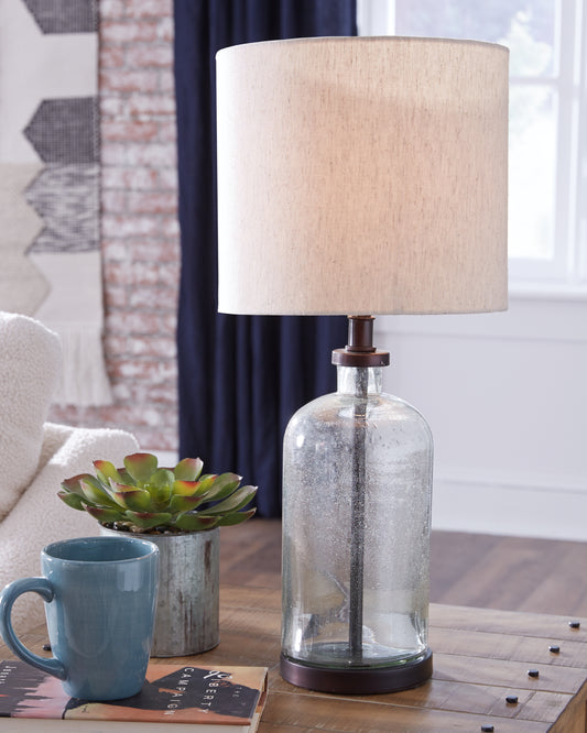 Haines Furniture Outlet - Ashley Furniture - Bandile Lighting - Table Lamp (Set of 2) / Clear/Bronze Finish - L430674X2