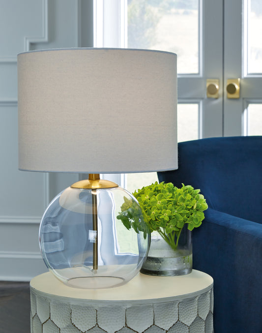 Haines Furniture Outlet - Ashley Furniture - Samder Lighting - Table Lamp (Set of 2) / Clear/Brass Finish - L430744X2