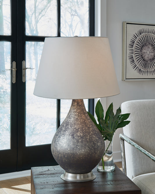 Haines Furniture Outlet - Ashley Furniture - Bluacy Lighting - Glass Table Lamp (1/CN) / Antique Gray - L430834