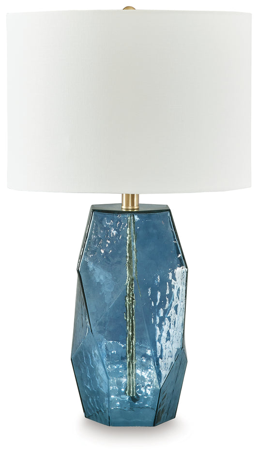 Haines Furniture Outlet - Ashley Furniture - Tallow Lighting - Glass Table Lamp (1/CN) / Blue - L430854