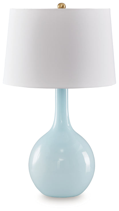 Haines Furniture Outlet - Ashley Furniture - Rylanton Lighting - Glass Table Lamp (1/CN) / Aqua - L430874