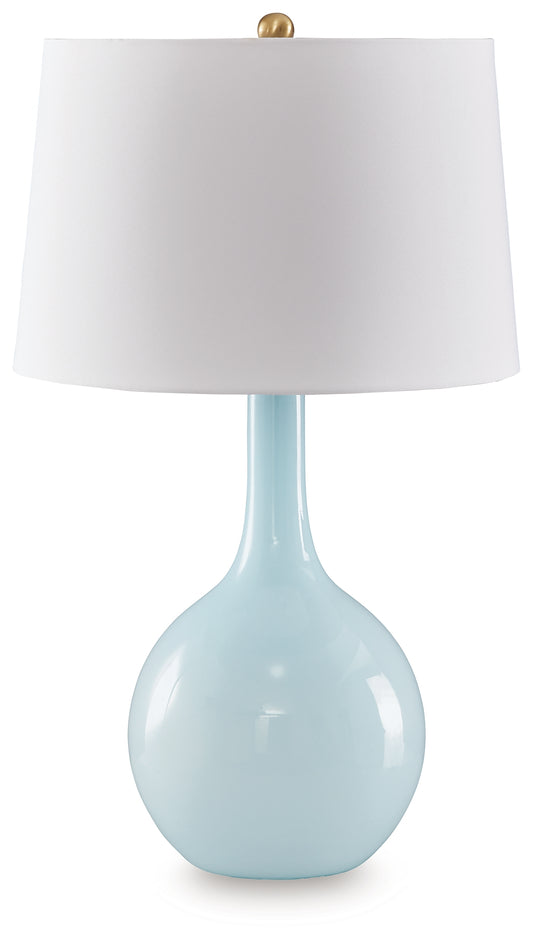 Haines Furniture Outlet - Ashley Furniture - Rylanton Lighting - Glass Table Lamp (1/CN) / Aqua - L430874