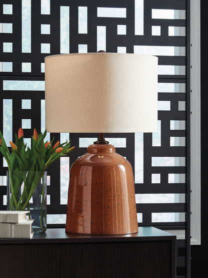 Haines Furniture Outlet - Ashley Furniture - Aaleahya Lighting - Glass Table Lamp (1/CN) / Rust - L430904
