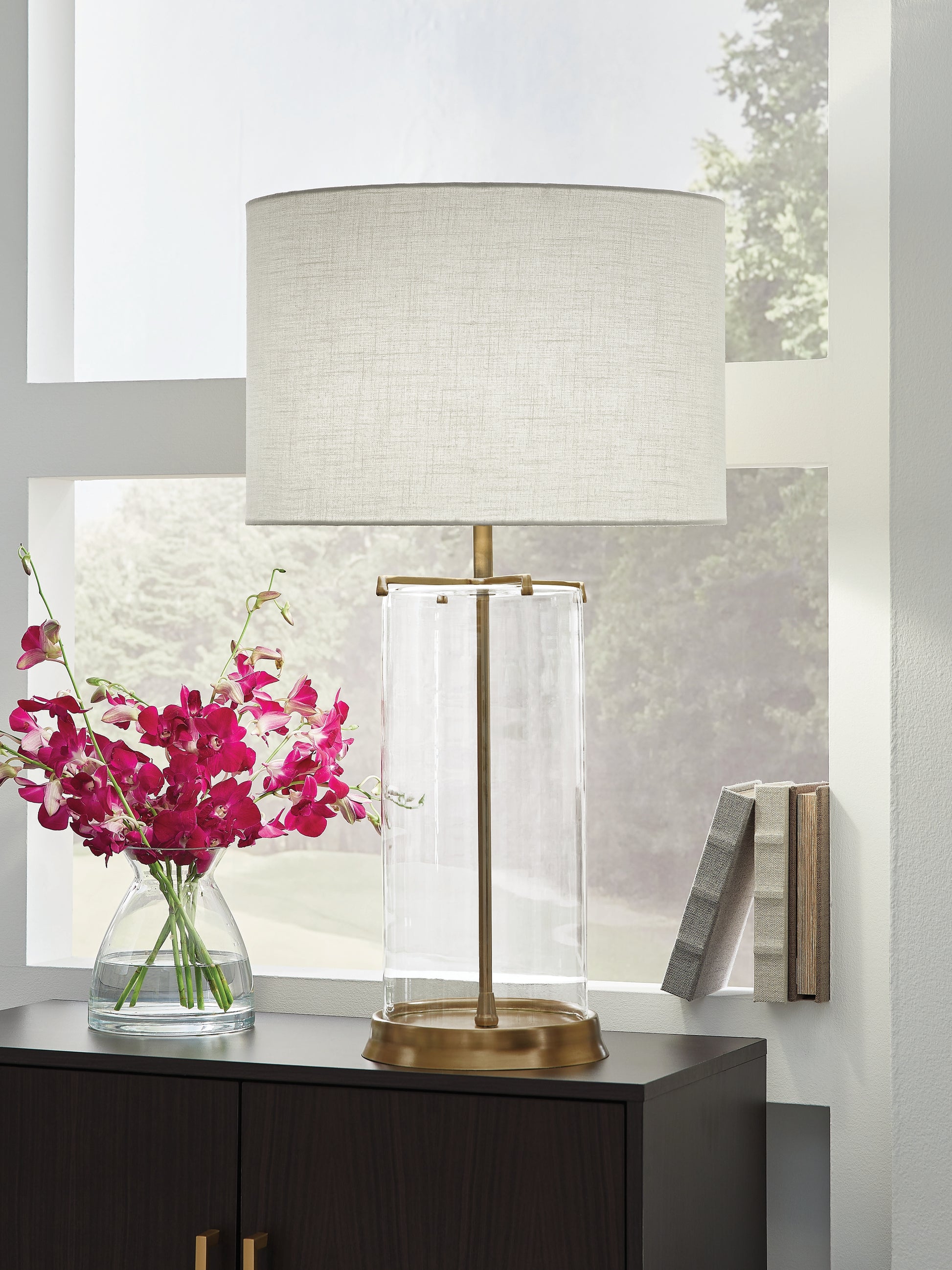 Haines Furniture Outlet - Ashley Furniture - Gizeh Lighting - Glass Table Lamp (1/CN) - L430954