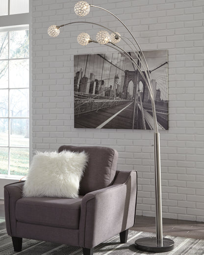 Haines Furniture Outlet - Ashley Furniture - Winter Lighting - Metal Arc Lamp (1/CN) / Silver Finish - L725089