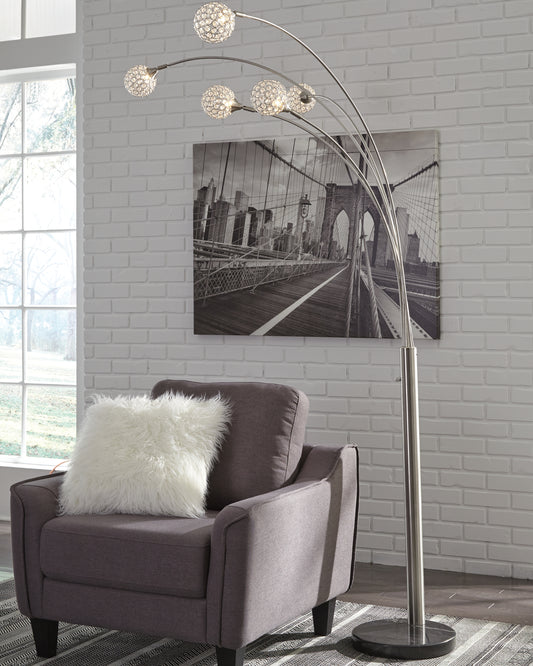 Haines Furniture Outlet - Ashley Furniture - Winter Lighting - Metal Arc Lamp (1/CN) / Silver Finish - L725089