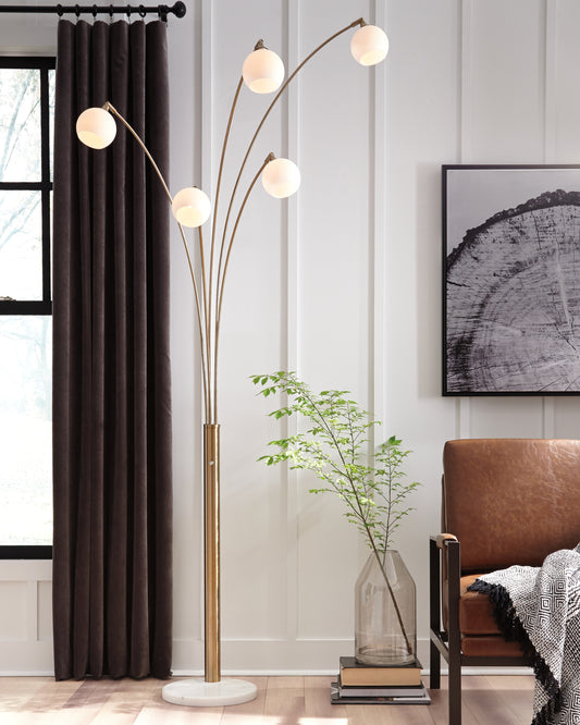 Haines Furniture Outlet - Ashley Furniture - Taliya Lighting - Metal Arc Lamp (1/CN) / Champagne/White - L725119