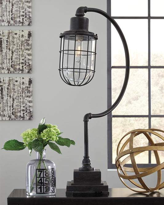 Haines Furniture Outlet - Ashley Furniture - Jae Lighting - Metal Desk Lamp (1/CN) / Antique Black - L734232