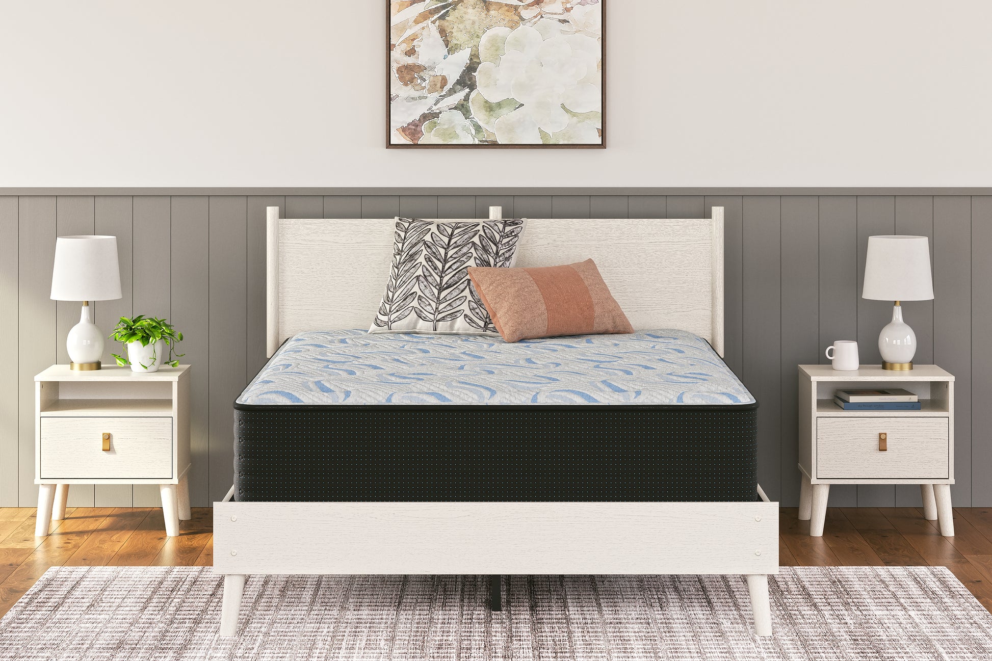 Haines Furniture Outlet - Ashley Furniture - Elite Springs Plush Mattresses - Queen / Gray/Blue - M40631