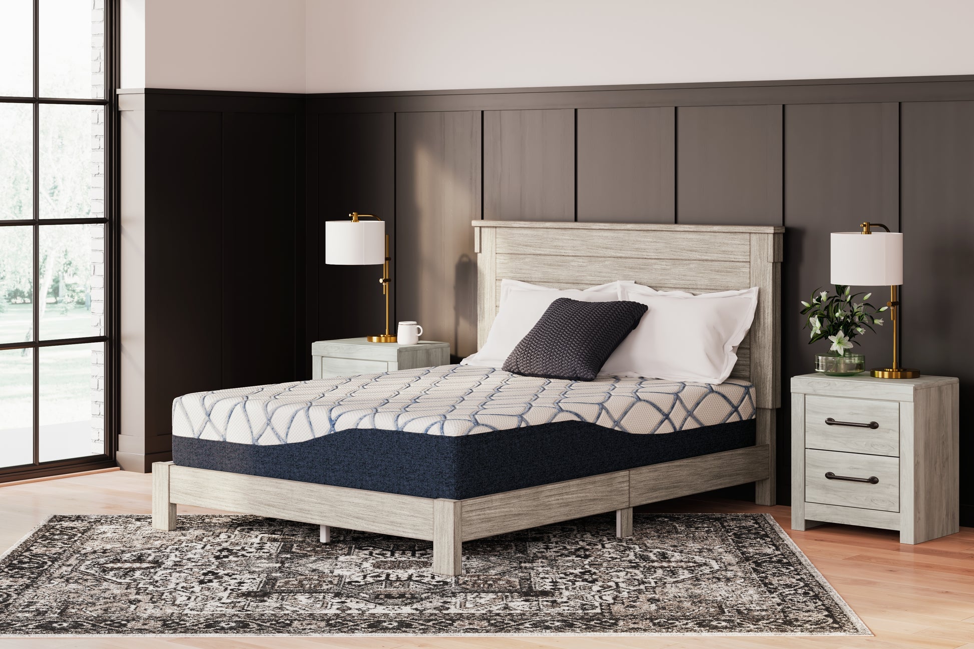 Haines Furniture Outlet - Ashley Furniture - 12 Inch Chime Elite 2.0 Mattresses - Queen / White/Blue - M42631