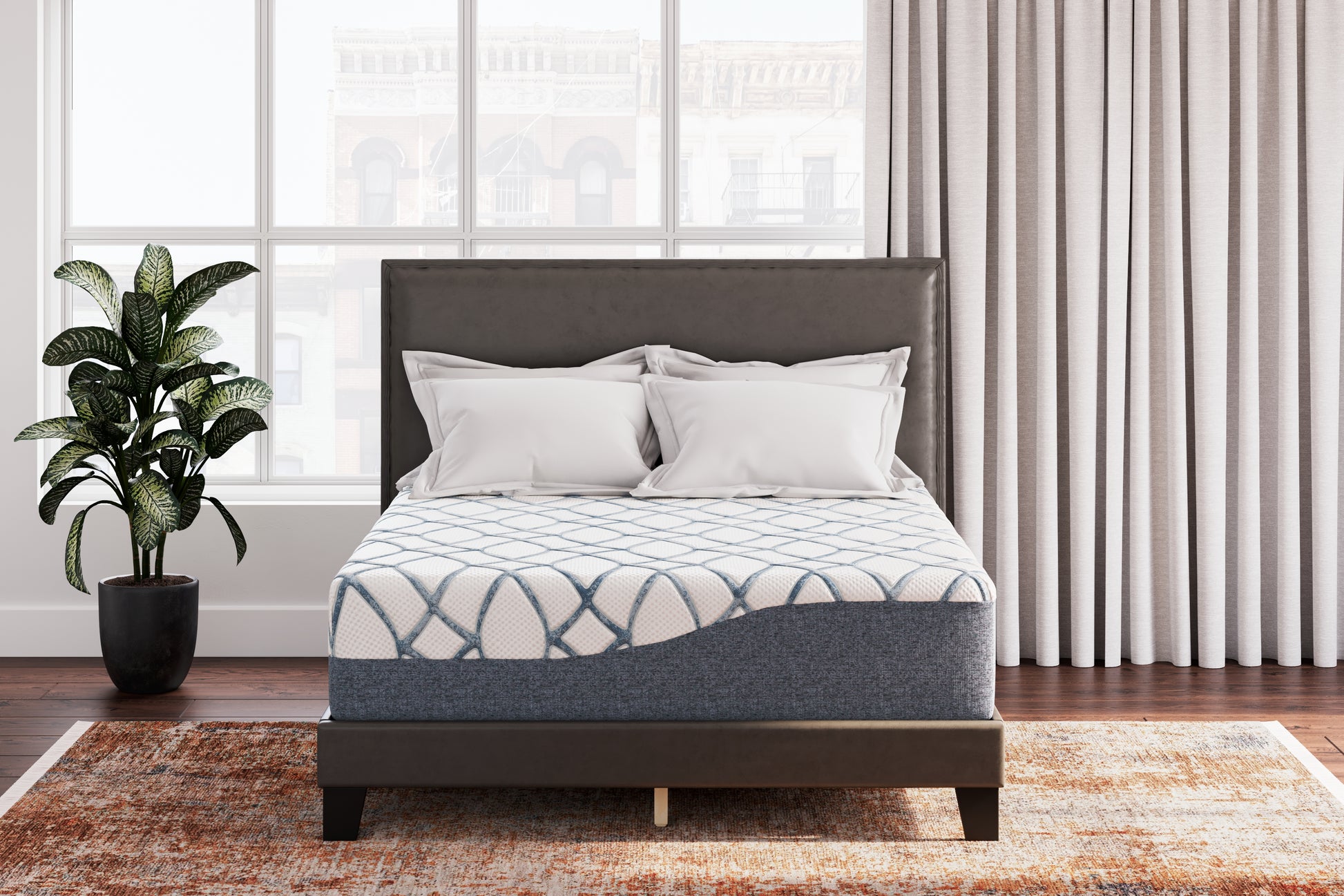 Haines Furniture Outlet - Ashley Furniture - 14 Inch Chime Elite 2.0 Mattresses - California King / White/Blue - M42751