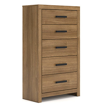 Haines Furniture Outlet - Ashley Furniture - Broachmyn Bedroom - Five Drawer Chest / Auburn - PCB1116-46
