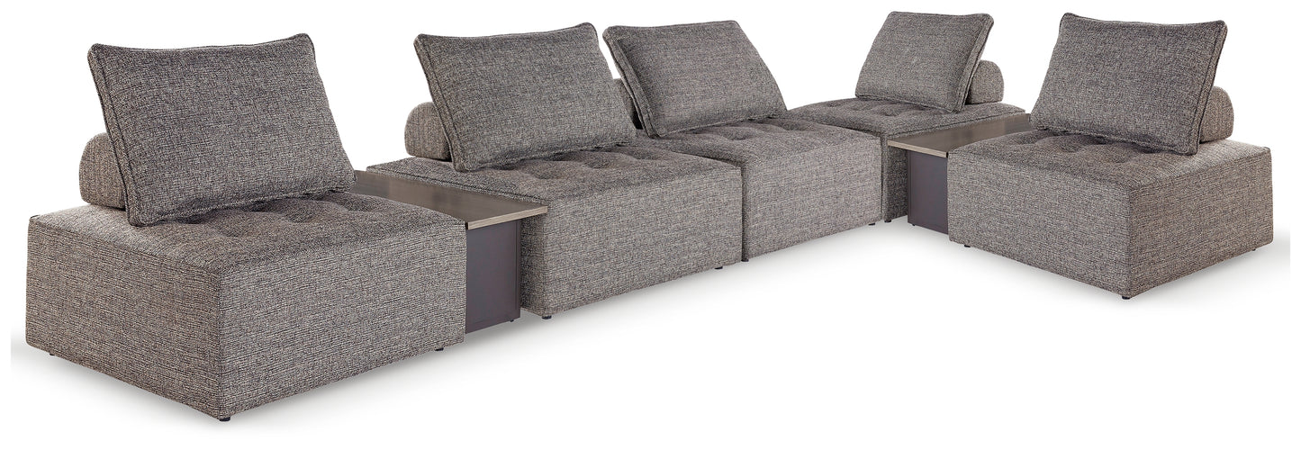 Haines Furniture Outlet - Ashley Furniture - Bree Zee Outdoor - 7-Piece Outdoor Modular Seating / Brown - P160P13