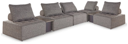 Haines Furniture Outlet - Ashley Furniture - Bree Zee Outdoor - 7-Piece Outdoor Modular Seating / Brown - P160P13