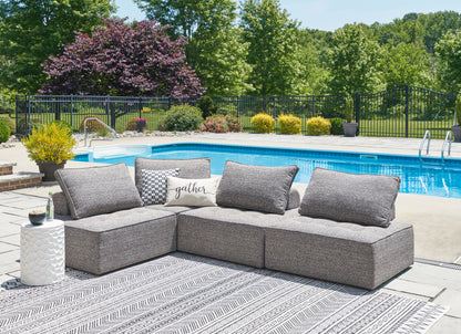 Haines Furniture Outlet - Ashley Furniture - Bree Zee Outdoor - 4-Piece Outdoor Sectional / Brown - P160P8