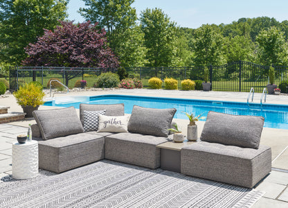 Haines Furniture Outlet - Ashley Furniture - Bree Zee Outdoor - 5-Piece Outdoor Sectional / Brown - P160P5