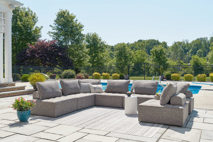 Haines Furniture Outlet - Ashley Furniture - Bree Zee Outdoor - 8-Piece Outdoor Sectional / Brown - P160P6