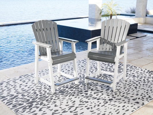 Haines Furniture Outlet - Ashley Furniture - Transville Outdoor - RECT COUNTER TABLE W/UMB OPT / Gray/White - P210-642