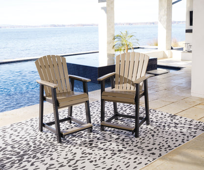 Haines Furniture Outlet - Ashley Furniture - Fairen Trail Outdoor - Barstool (Set of 2) / Black/Driftwood - P211-124
