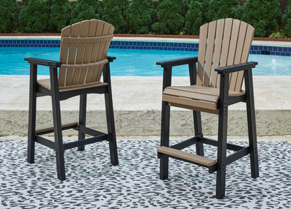 Haines Furniture Outlet - Ashley Furniture - Fairen Trail Outdoor - Tall Barstool (Set of 2) / Black/Driftwood - P211-130