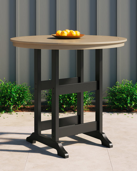 Haines Furniture Outlet - Ashley Furniture - Fairen Trail Outdoor - Square Counter TBL w/UMB OPT / Black/Driftwood - P211-632