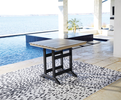 Haines Furniture Outlet - Ashley Furniture - Fairen Trail Outdoor - Square Counter TBL w/UMB OPT / Black/Driftwood - P211-632