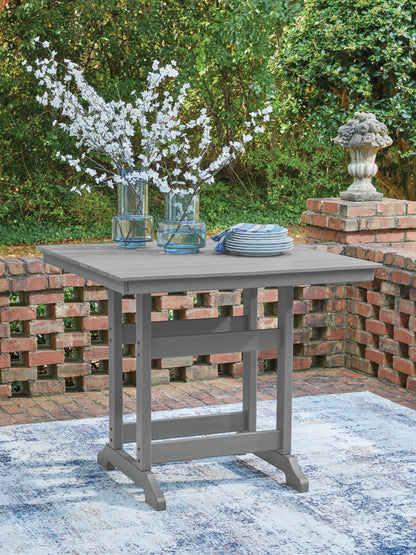 Haines Furniture Outlet - Ashley Furniture - Sanctuary Beach Outdoor - Square Counter TBL w/UMB OPT / Dark Gray - PCP227-632
