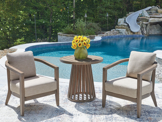 Haines Furniture Outlet - Ashley Furniture - Joy Lagoon Outdoor - Chairs w/CUSH/Table Set (3/CN) - PCP310-050