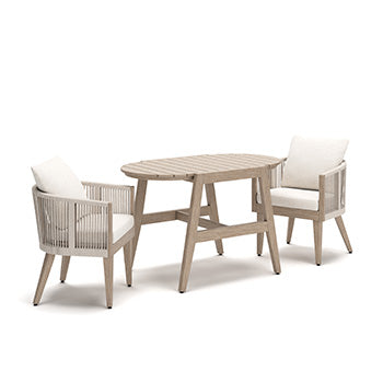 Haines Furniture Outlet - Ashley Furniture - Ivory Vine Outdoor - Chairs w/CUSH/Table Set (3/CN) - PCP352-050