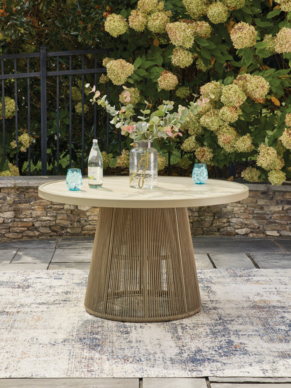 Haines Furniture Outlet - Ashley Furniture - Orchard Beach Outdoor - Outdoor Dining Table / Beige - PCP373P2