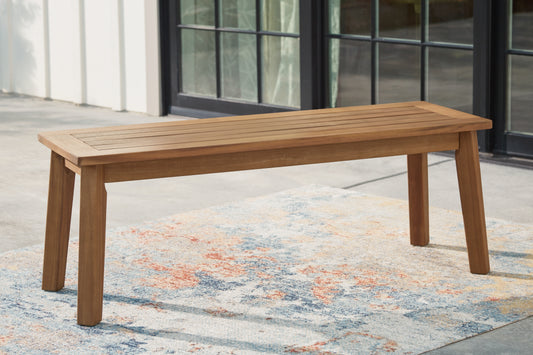Haines Furniture Outlet - Ashley Furniture - Janiyah Outdoor - Bench / Light Brown - P407-600