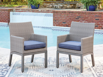 Haines Furniture Outlet - Ashley Furniture - Half Moon Beach Outdoor - Arm Chair With Cushion (Set of 2) / Blue/Gray - PCP418-601A