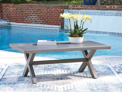 Haines Furniture Outlet - Ashley Furniture - Half Moon Beach Outdoor - Rectangular Cocktail Table / Gray - PCP418-701