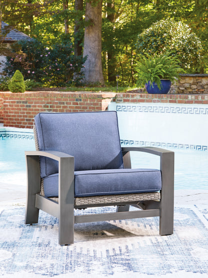 Haines Furniture Outlet - Ashley Furniture - Half Moon Beach Outdoor - Spring Lounge Chair / Blue/Gray - PCP418-820
