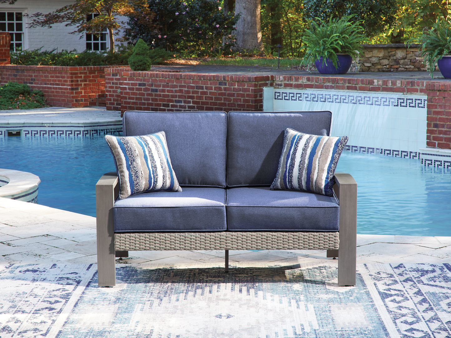 Haines Furniture Outlet - Ashley Furniture - Half Moon Beach Outdoor - Loveseat w/Cushion - PCP418-835