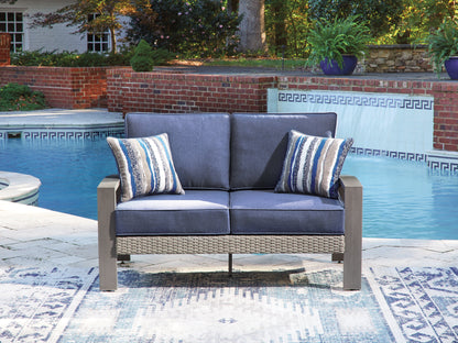 Haines Furniture Outlet - Ashley Furniture - Half Moon Beach Outdoor - Loveseat w/Cushion - PCP418-835