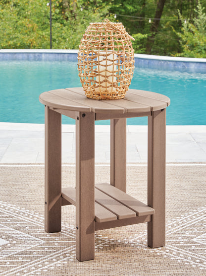 Haines Furniture Outlet - Ashley Furniture - Grover Beach Outdoor - Oval End Table / Driftwood - PCP422-706