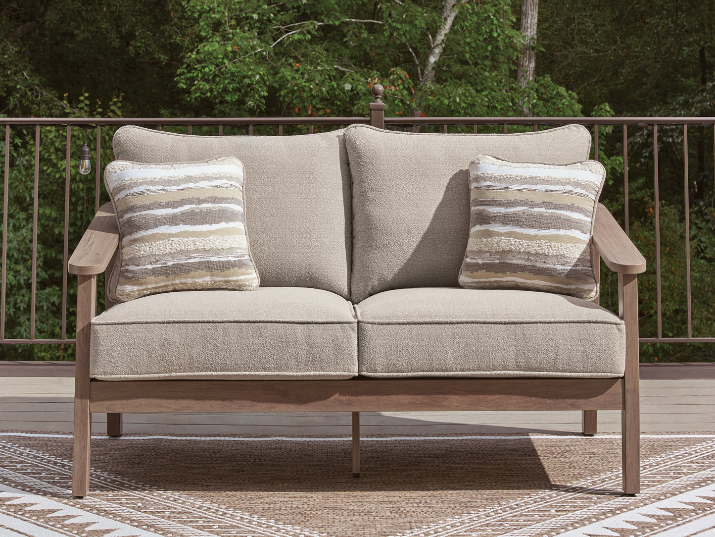 Haines Furniture Outlet - Ashley Furniture - Harmony Headlands Outdoor - Loveseat w/Cushion - PCP428-835