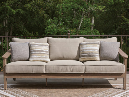 Haines Furniture Outlet - Ashley Furniture - Harmony Headlands Outdoor - Sofa with Cushion / Natural/Gray - PCP428-838