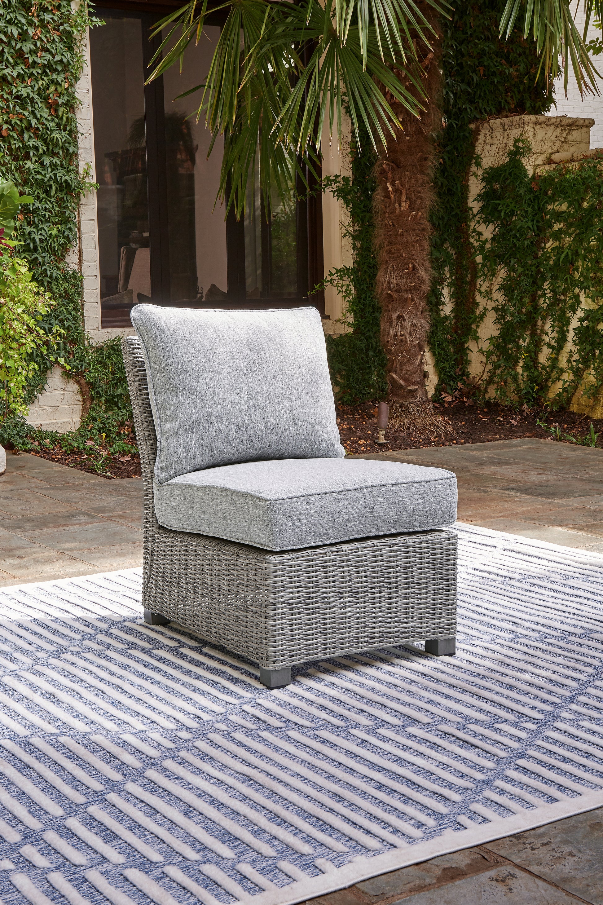Haines Furniture Outlet - Ashley Furniture - Naples Beach Outdoor - Armless Chair w/Cushion (1/CN) / Light Gray - P439-846